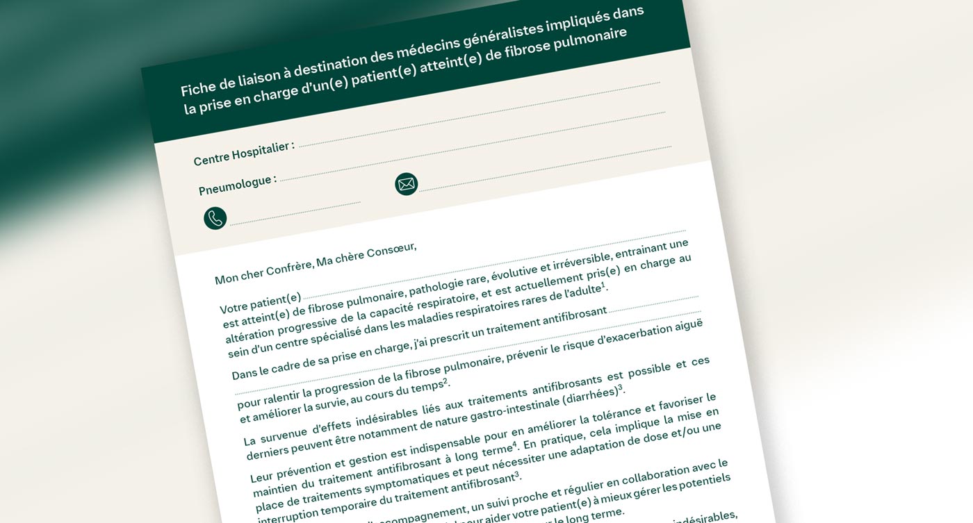 Fibrose pulmonaire & Antifibrosants : Fiche de liaison pour les Médecins Généralistes