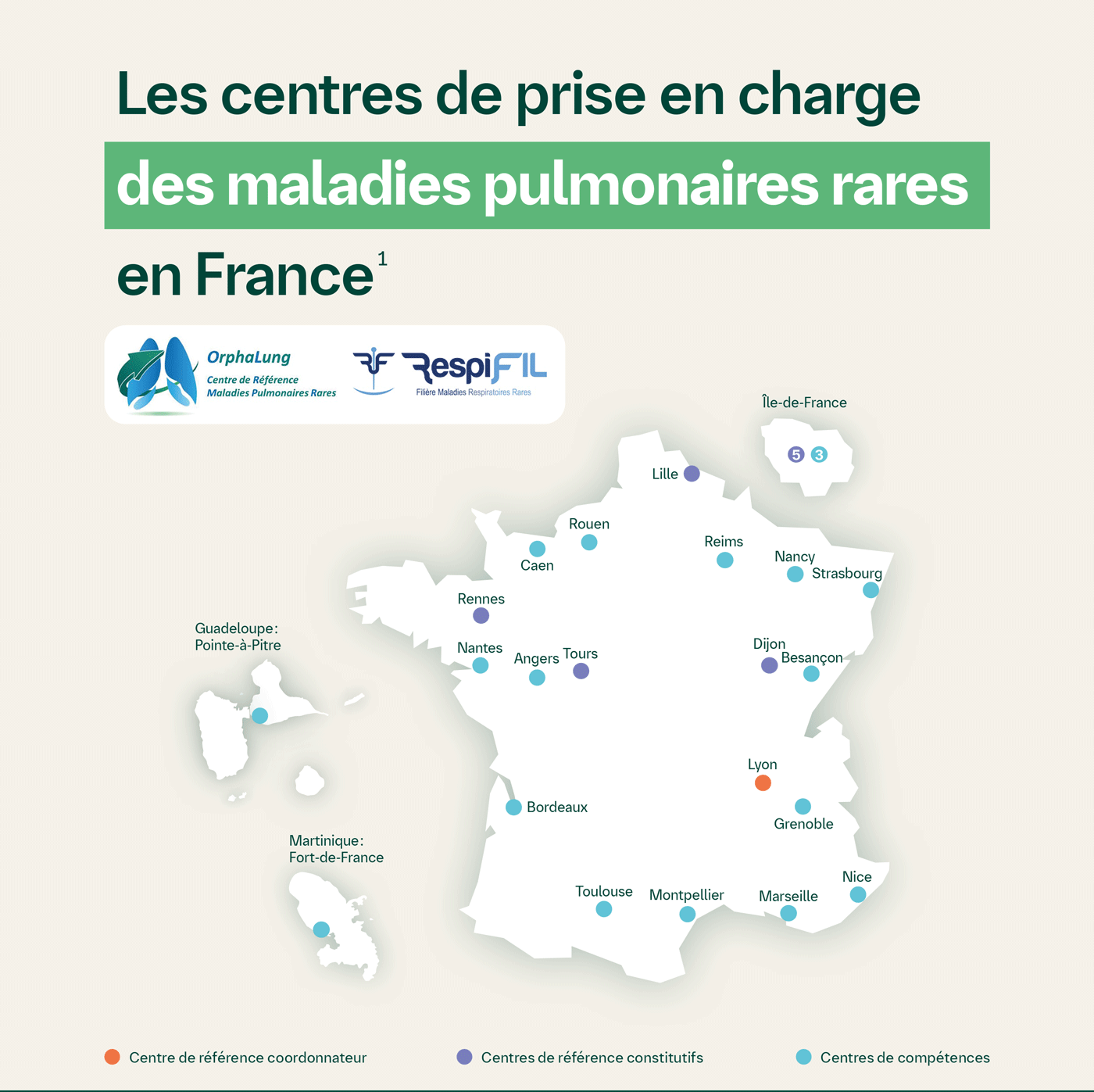 carte des centres de prise en charge des maladies pulmonaires rares